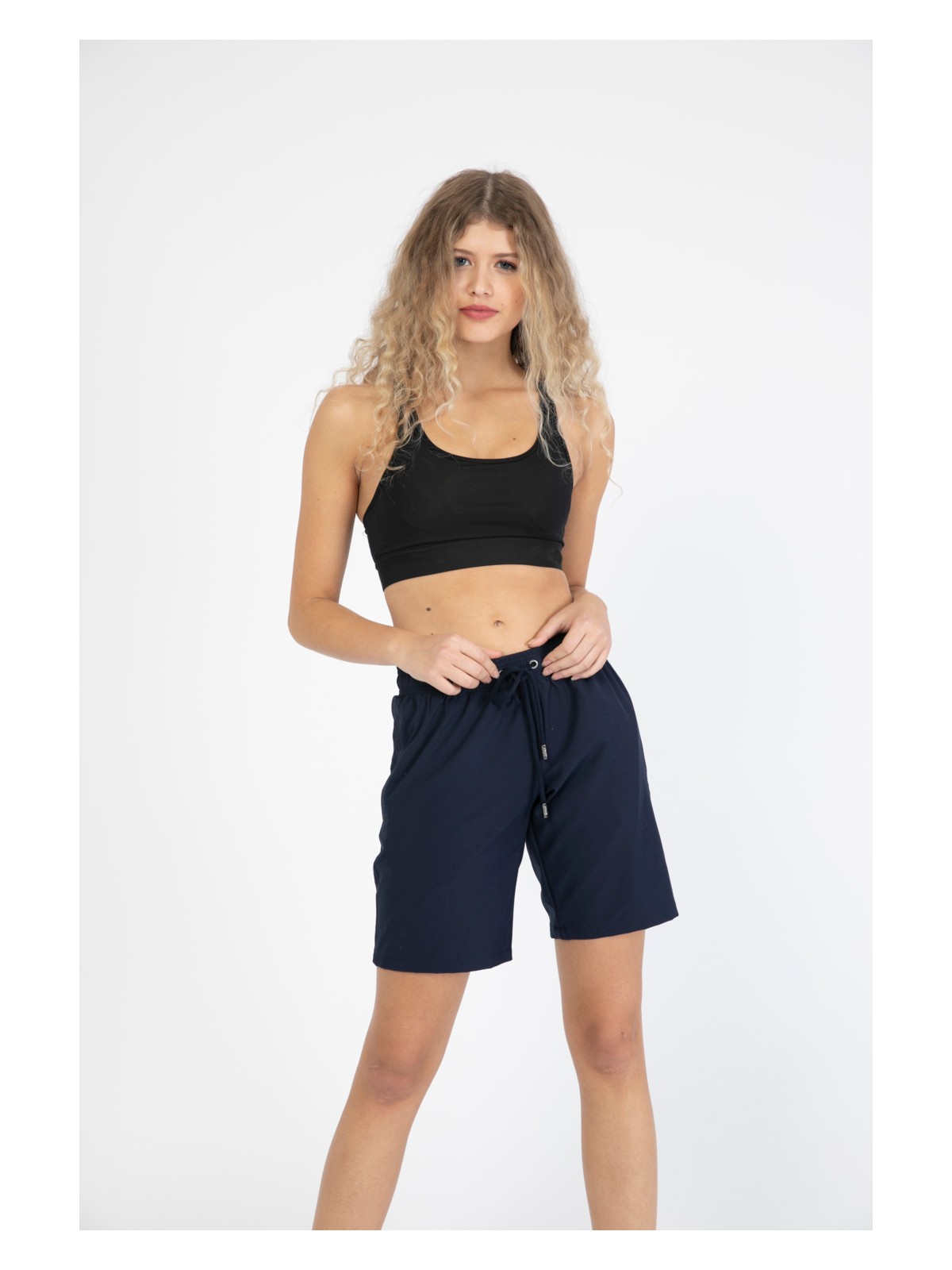 Miami Beach Kadın Siyah Düz Renk Iki Yan Cepli Uzun Boy Mayo Deniz Şortu - Görsel 6