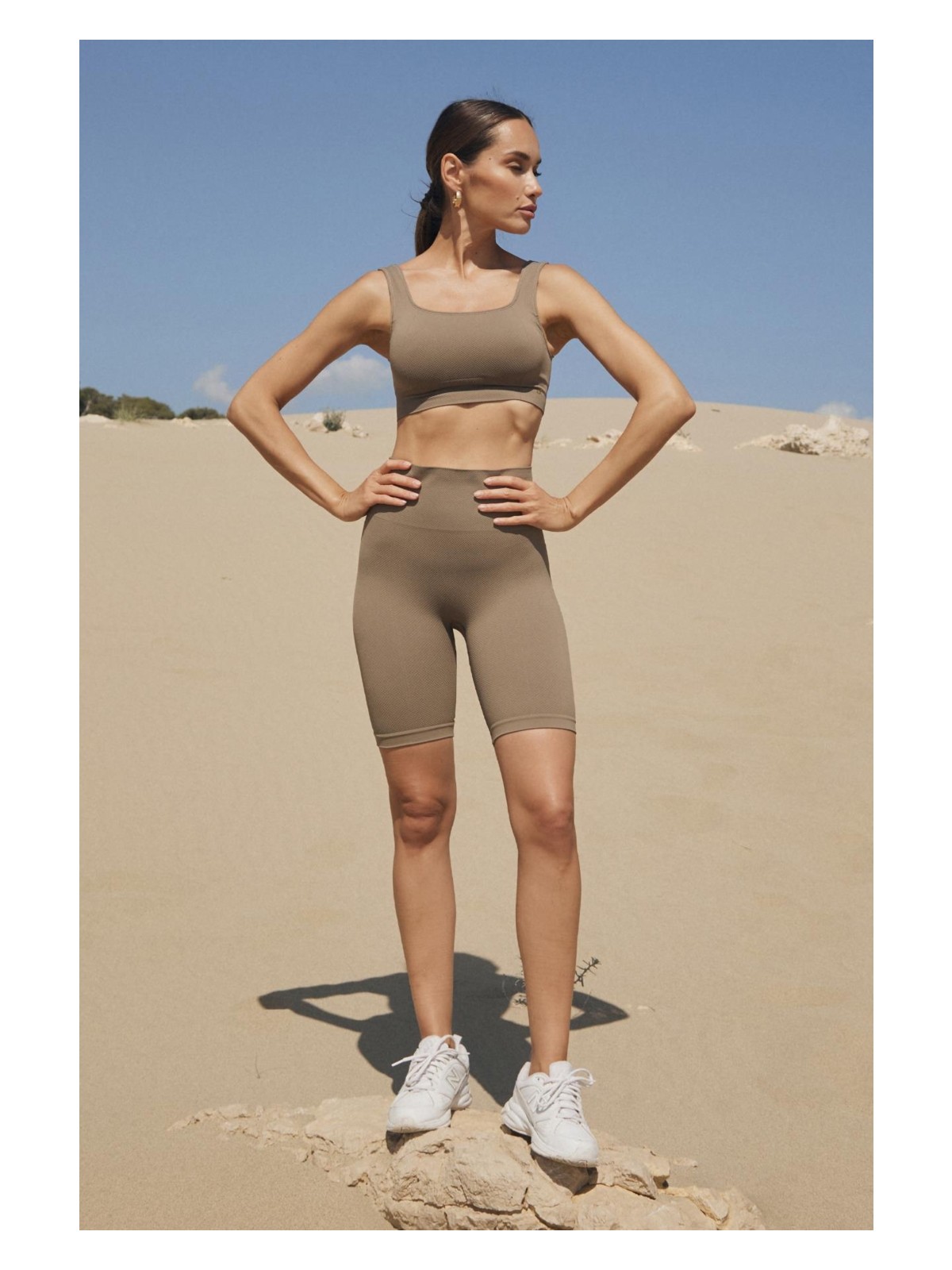 Jerf Holly Petek Desenli Yüksek Bel Biker Tayt Lacivert - Görsel 3