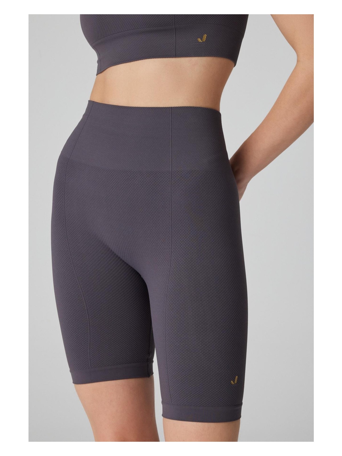 Jerf Holly Petek Desenli Yüksek Bel Biker Tayt Lacivert - Görsel 6