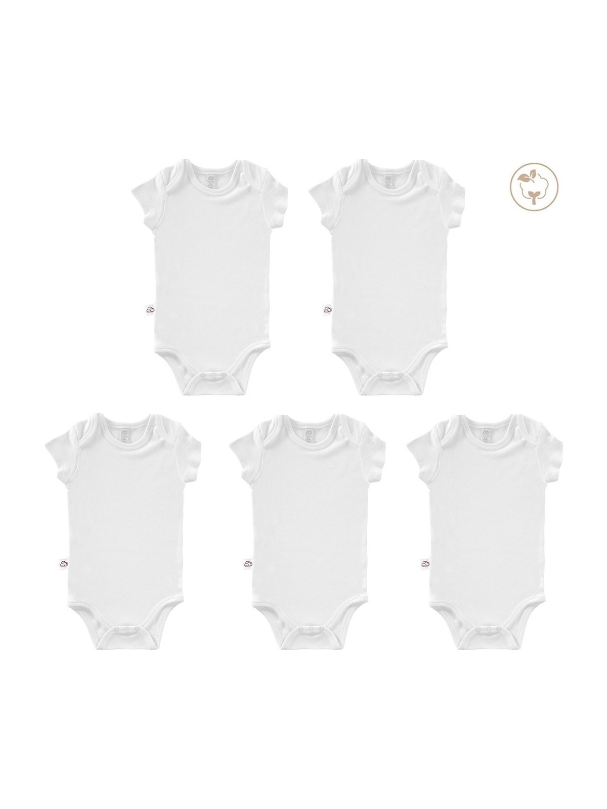 Tiny Lamb Beyaz Renk Bodysuit Kısa Kollu 5'li Set %100 Pamuk Beyaz Renk Bebek Atleti Seti