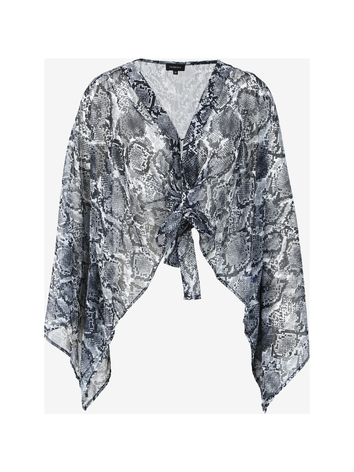 Fabrika Siyah - Çok Renkli Kadın Kruvaze Yaka Geniş Fit Bluz F4SL-BLZ0826