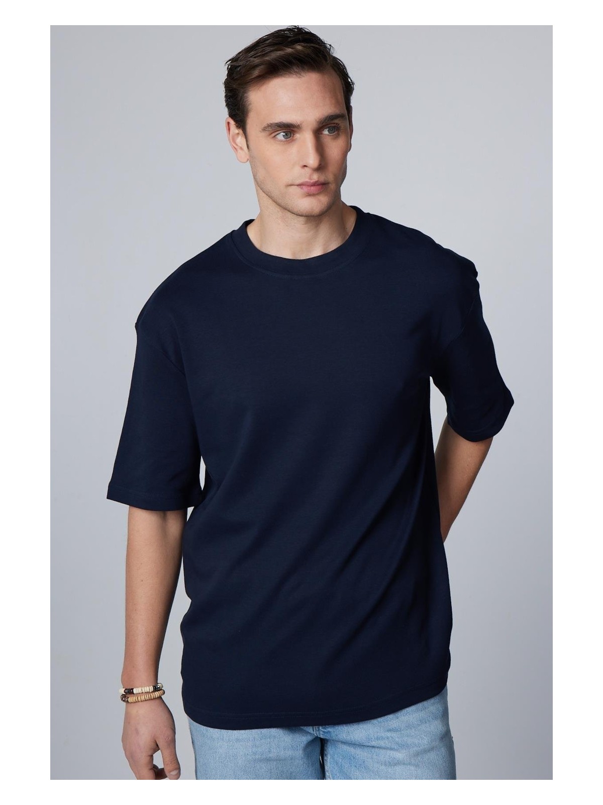 Tudors Unisex Oversize Geniş Kesim %100 Pamuk Yumuşak Dokulu Basic Bisiklet Yaka Siyah Tişört - Görsel 3