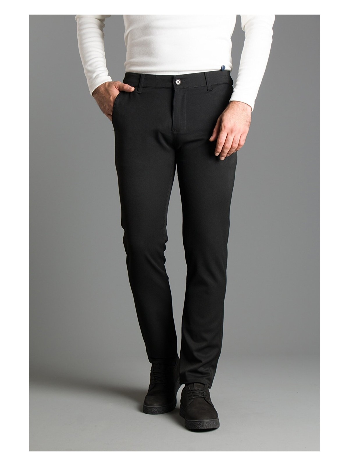 Zeki Özer Erkek Siyah Kanvas Keten Pantolon