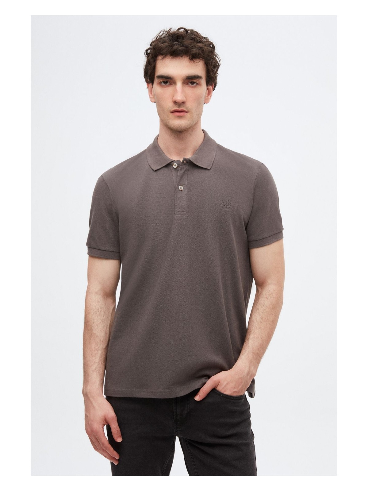 D'S Damat Regular Fit Siyah Pike Dokulu %100 Pamuk Kıvrılmaz Polo Yaka Nakışlı T-shirt 4HC14ORT51000 - Görsel 5