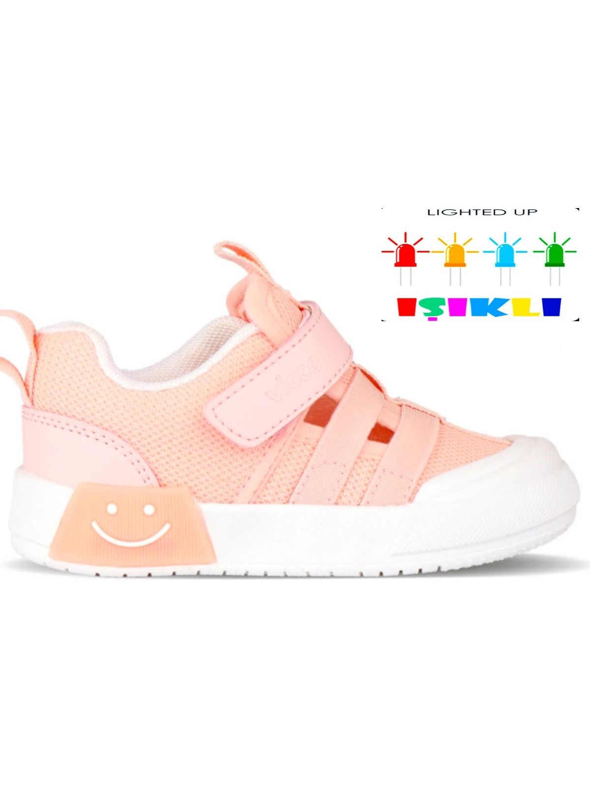 Vicco Momo Yazlık Ortopedik Unisex Çocuk Işıklı Spor Ayakkabı Bej - Görsel 5