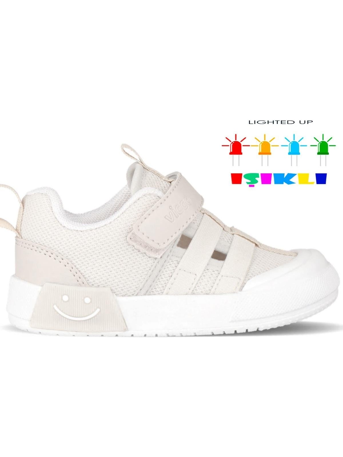 Vicco Momo Yazlık Ortopedik Unisex Çocuk Işıklı Spor Ayakkabı Bej