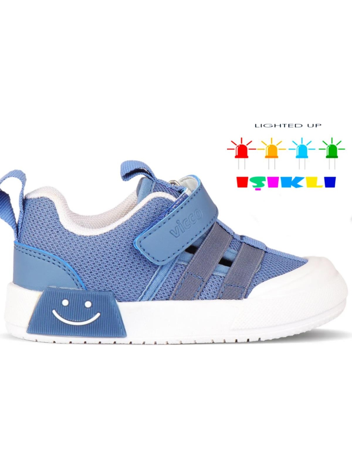 Vicco Momo Yazlık Ortopedik Unisex Çocuk Işıklı Spor Ayakkabı Bej - Görsel 3