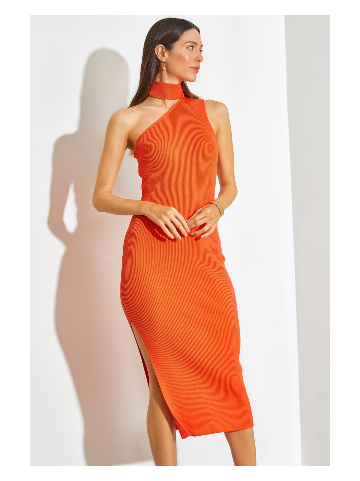 Shade Kadın Balıkçı Yaka Omuz Dekolteli Triko Elbise - Görsel 4