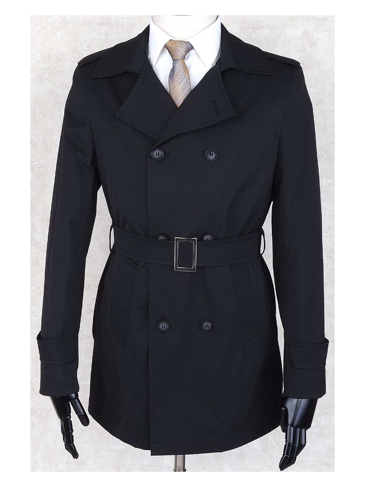 Jan Carlucci Kadın Jan Carlucci Siyah Kemerli Trençkot Su İtici Tek Yırtmaçlı Kruvaze Tasarım