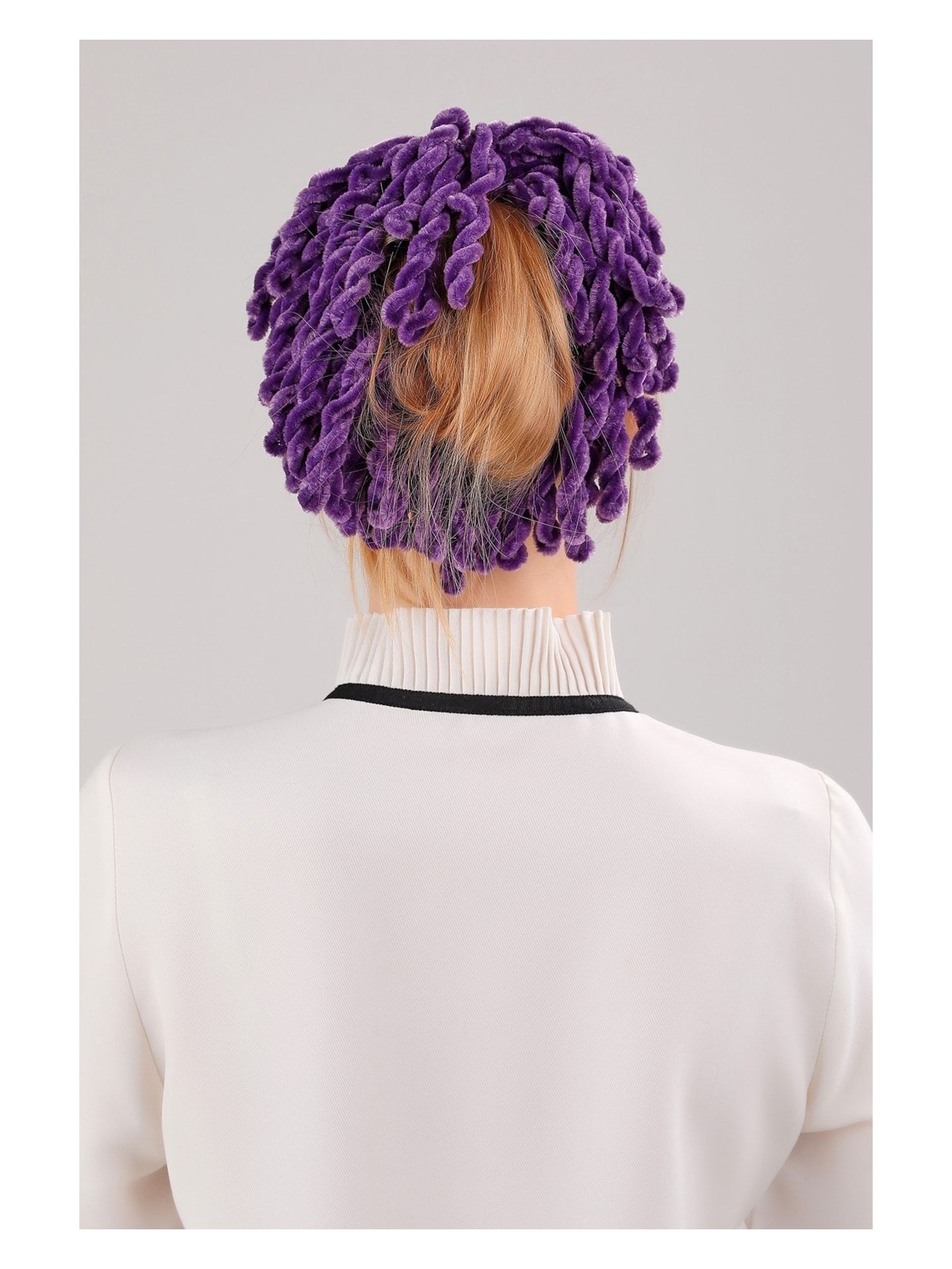 Melodi Scarf Topuz Tokası Eşarp Topuzu Kadife Bej - Görsel 6