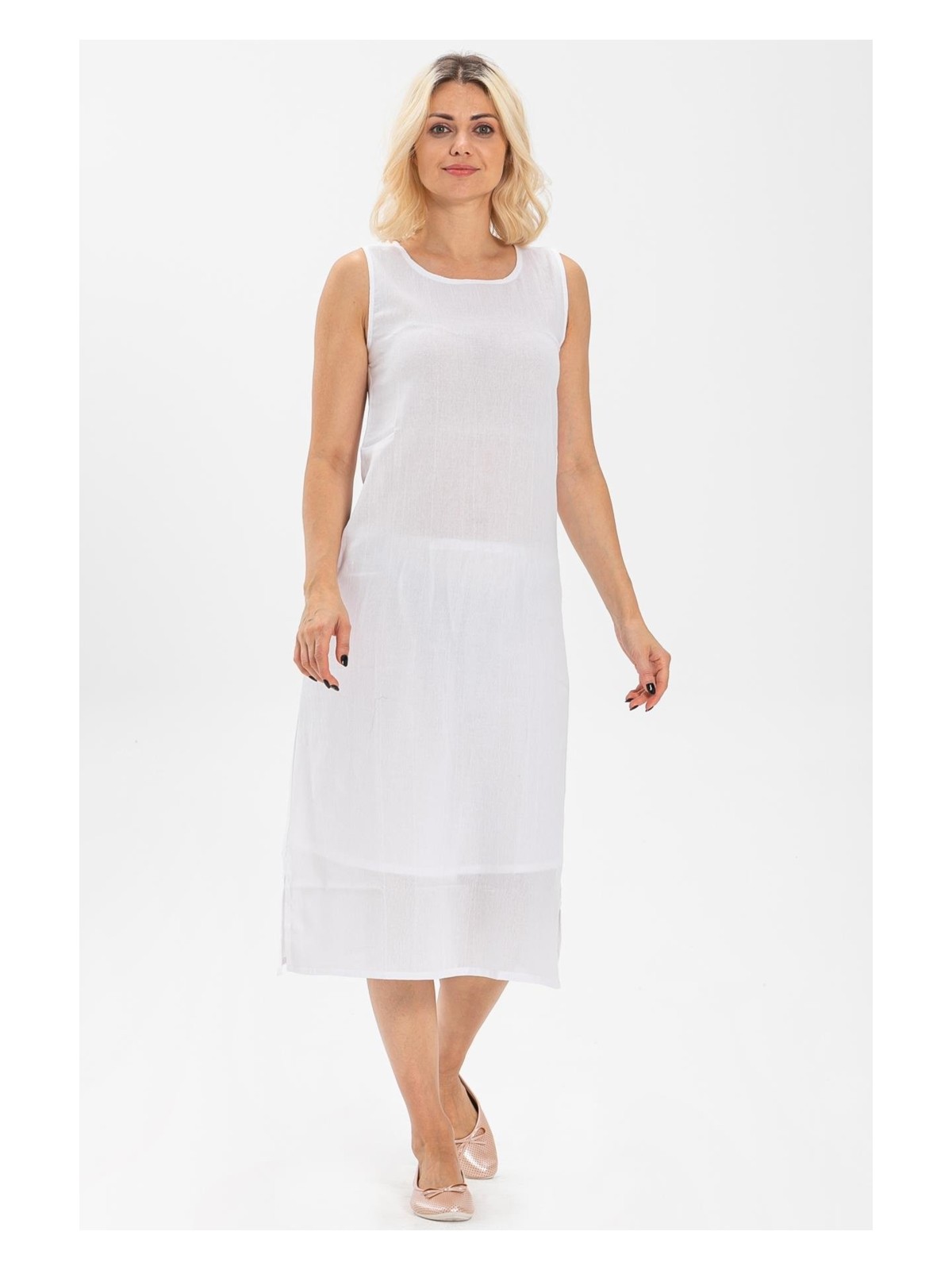 Eliş Şile Bezi Pamuk Kombinezon Şile Bezi Uzun Elbise Astarı Kalın Atlet Askılı Krem Krm - Görsel 3