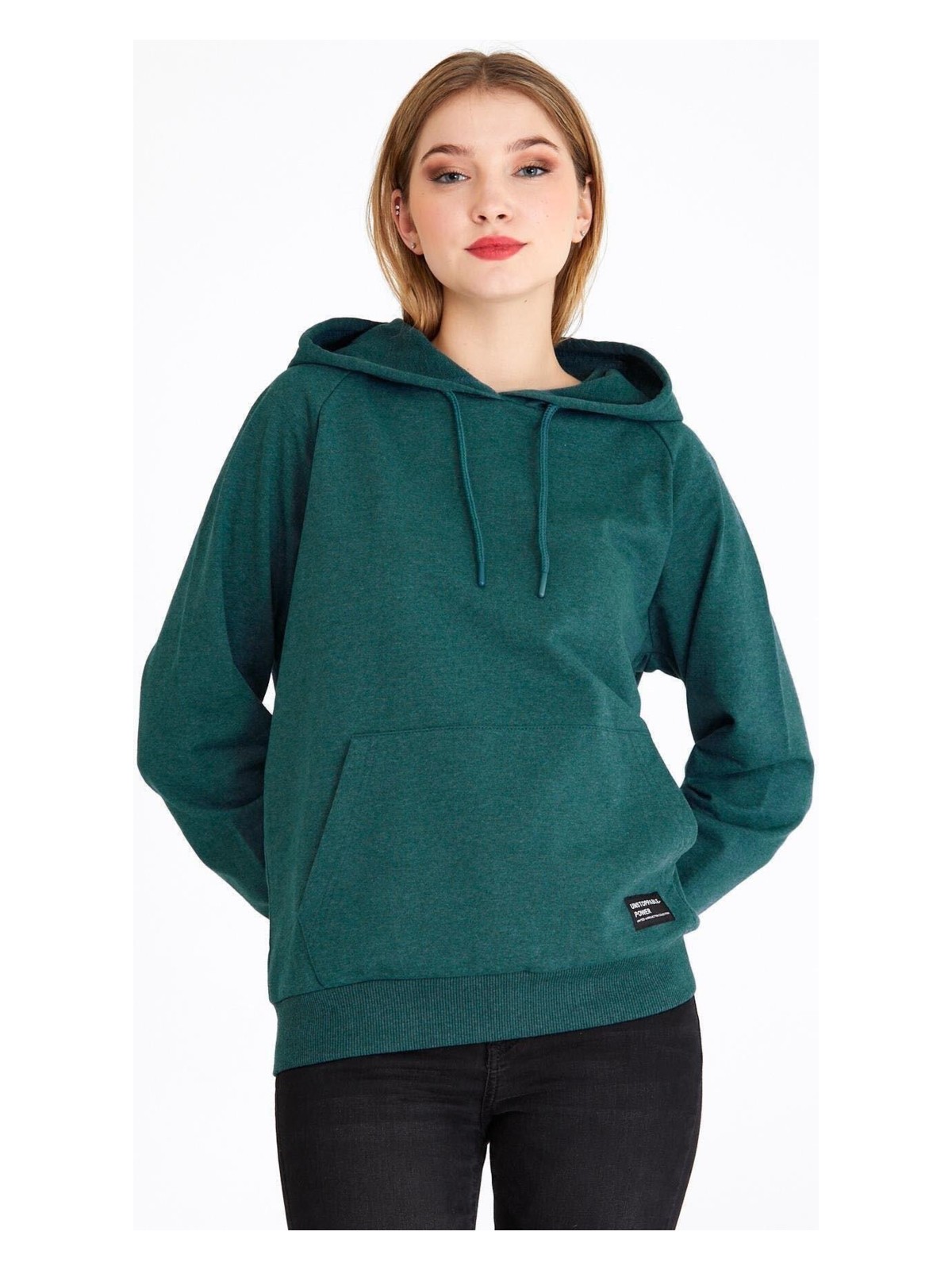 Comeor Kadın Siyah Basic Kapüşonlu Regular Fit Rahat Sweatshirt - Görsel 3