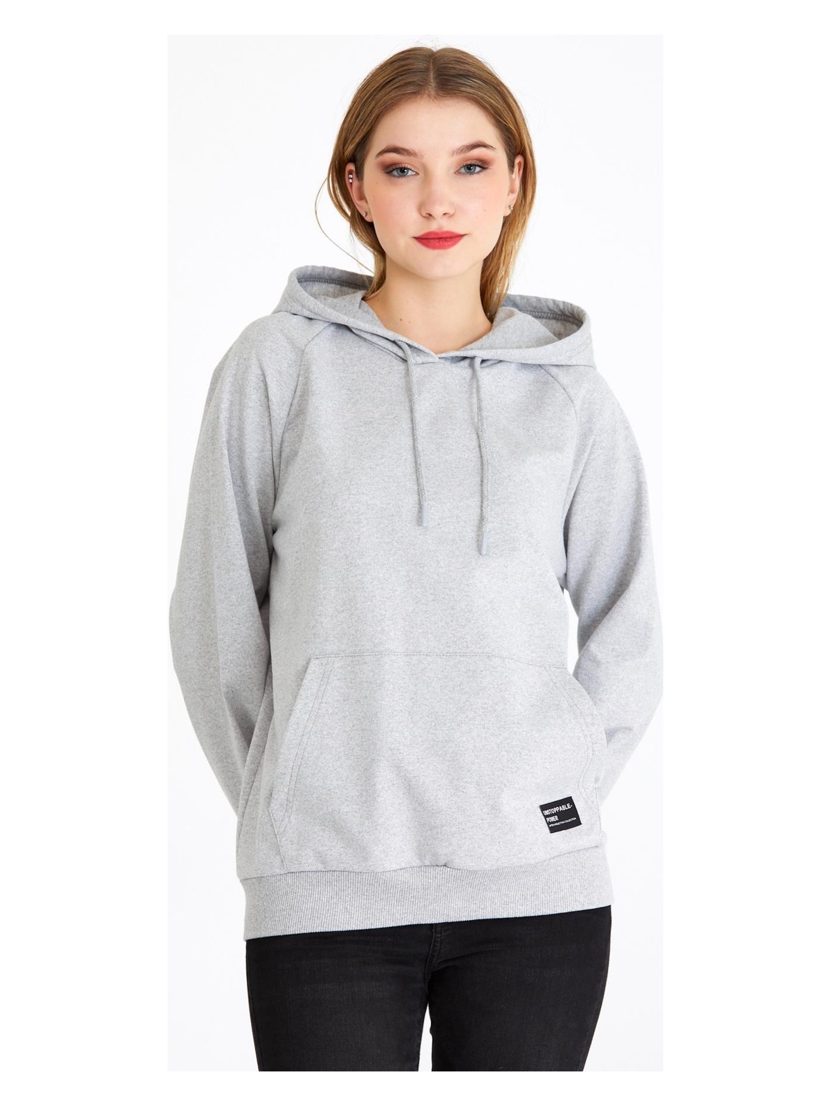Comeor Kadın Lacivert Basic Kapüşonlu Regular Fit Rahat Sweatshirt - Görsel 6