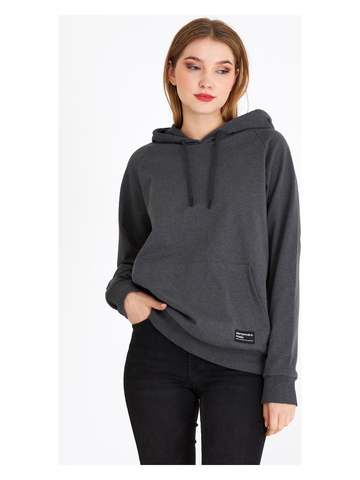 Comeor Kadın Lacivert Basic Kapüşonlu Regular Fit Rahat Sweatshirt - Görsel 8