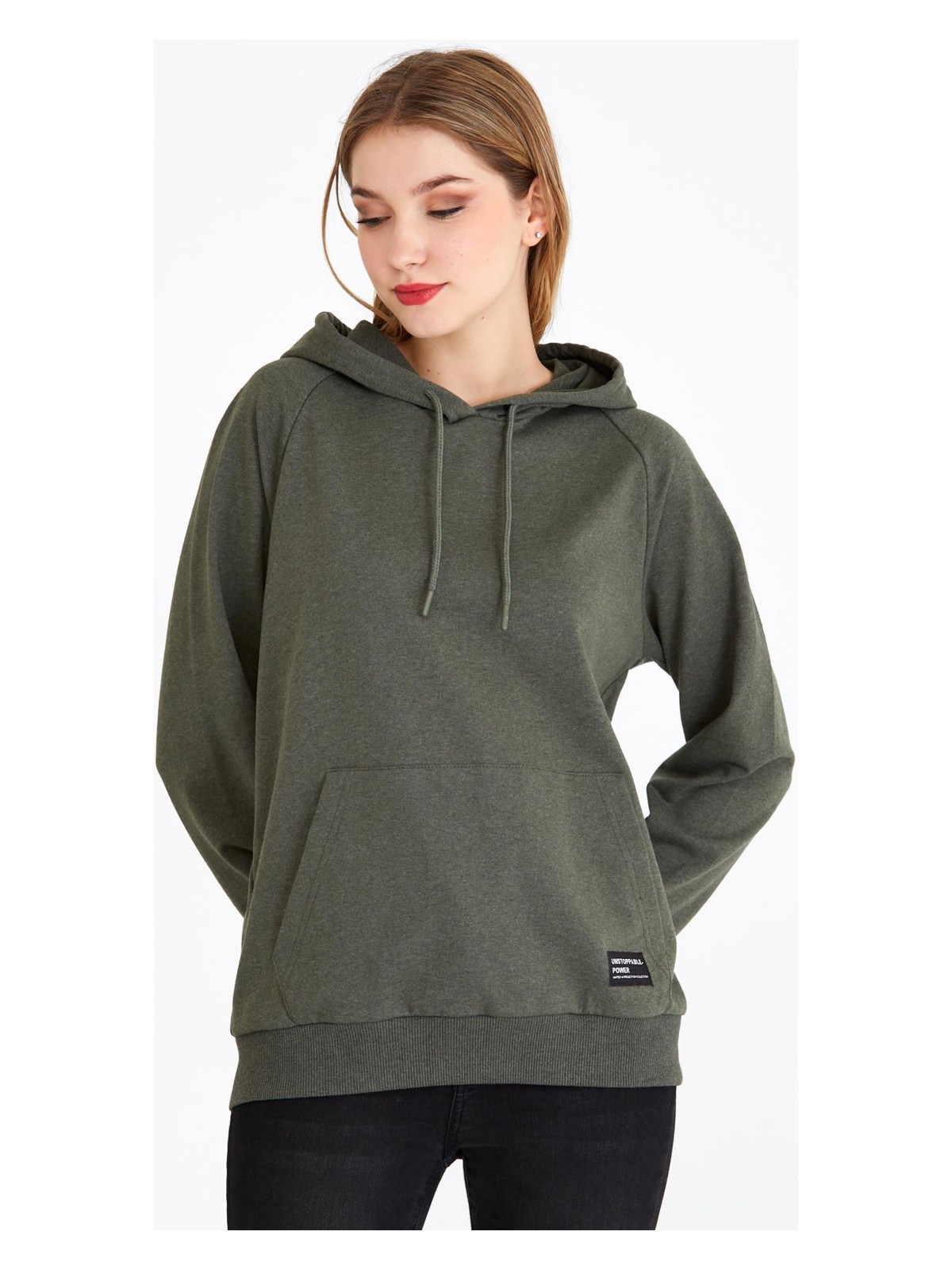 Comeor Kadın Siyah Basic Kapüşonlu Regular Fit Rahat Sweatshirt - Görsel 9