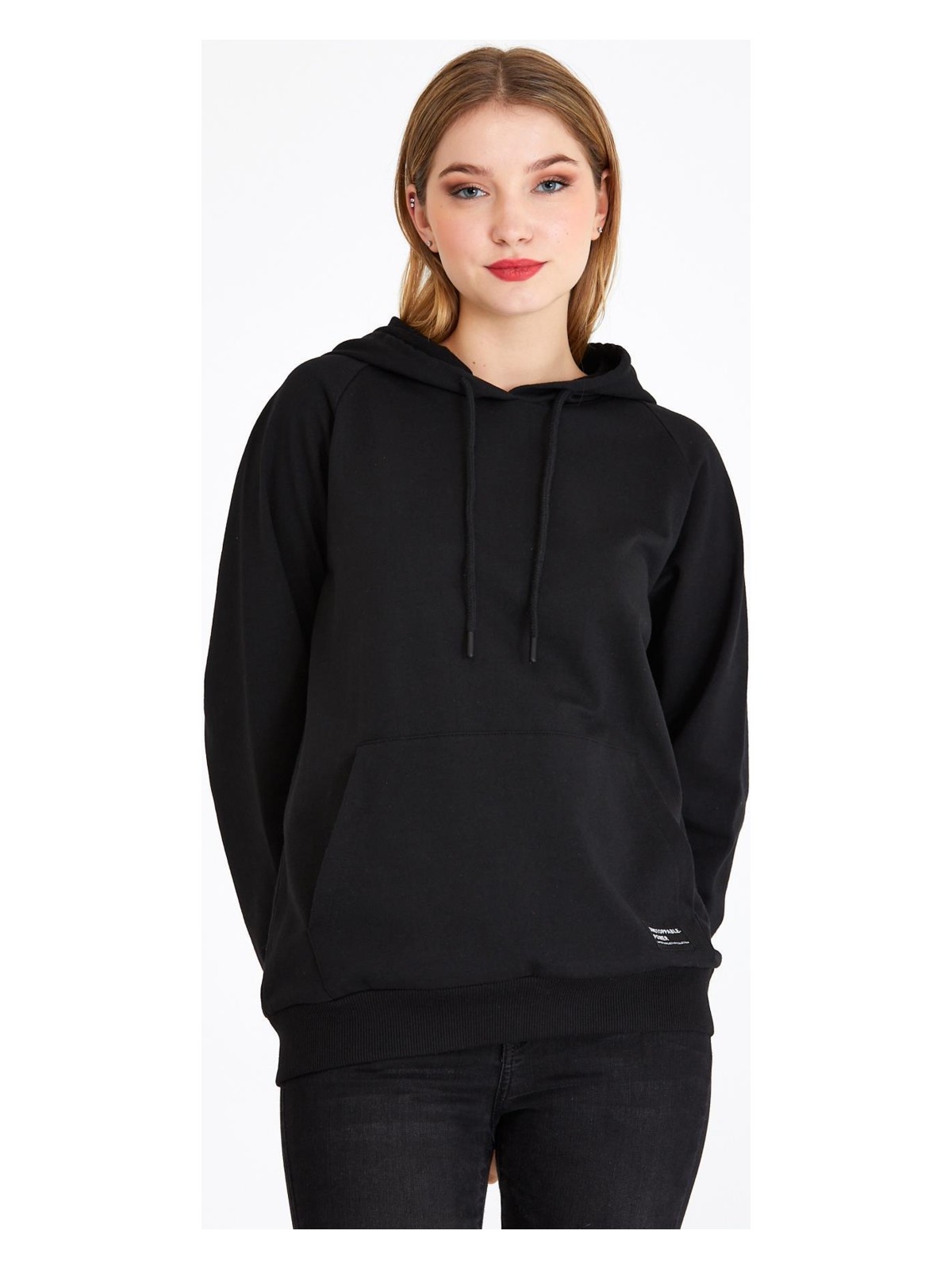 Comeor Kadın Lacivert Basic Kapüşonlu Regular Fit Rahat Sweatshirt - Görsel 5