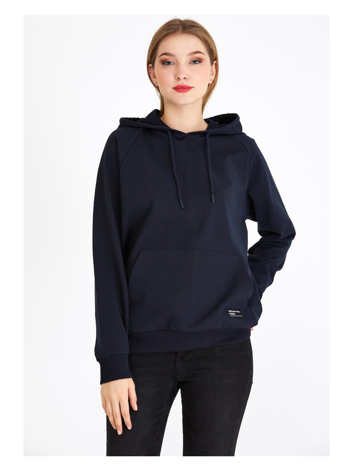 Comeor Kadın Lacivert Basic Kapüşonlu Regular Fit Rahat Sweatshirt