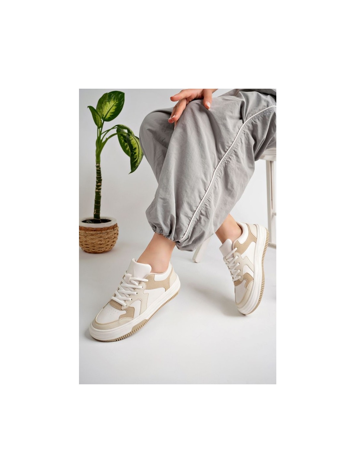 Pasyone Bej Kadın Sneaker Günlük Ayakkabı