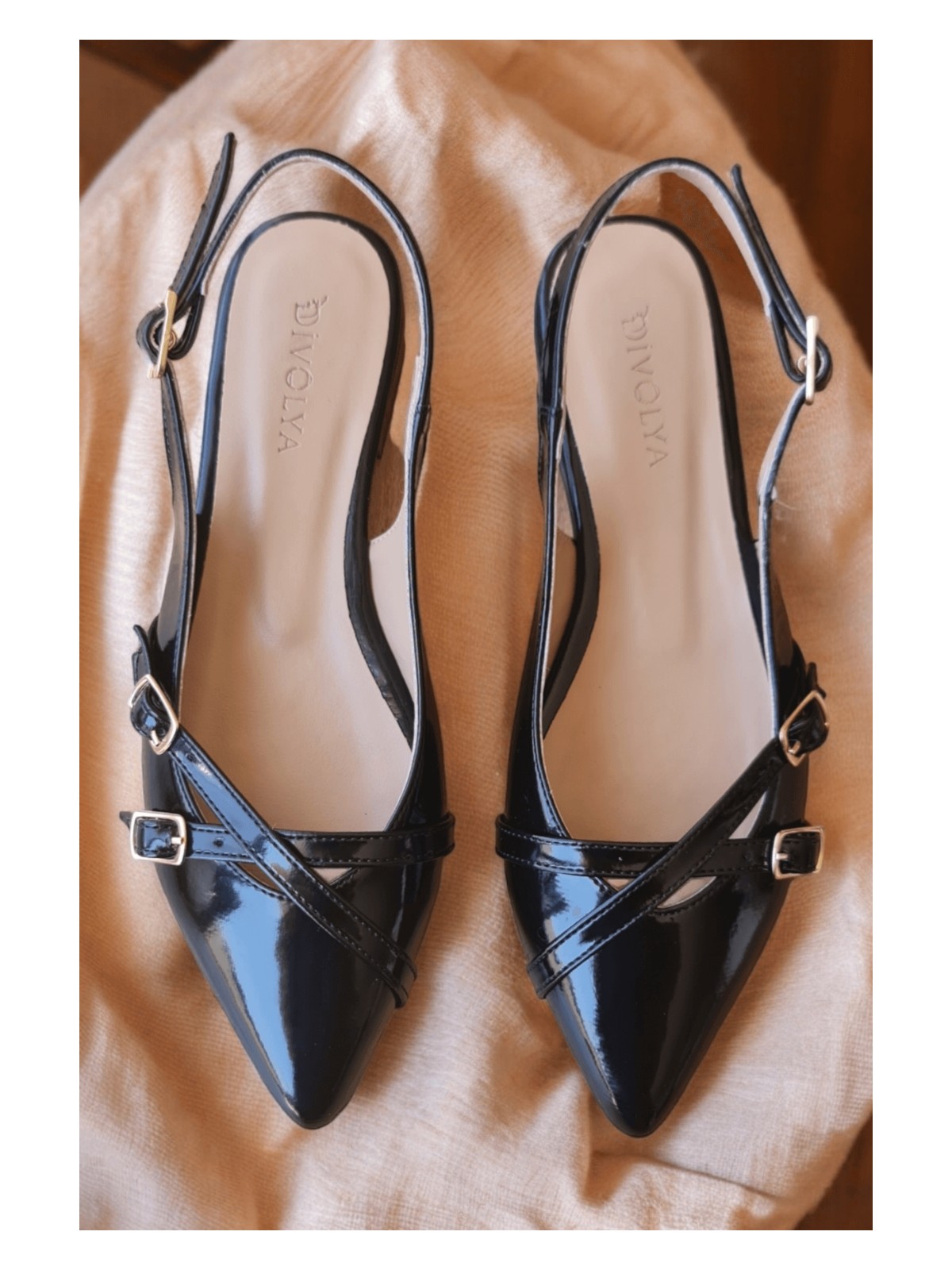 Divolya Pably Kahve Kırışık Rugan ( 2 cm Topuklu ) Sivri Burun Ayakkabı - Görsel 3