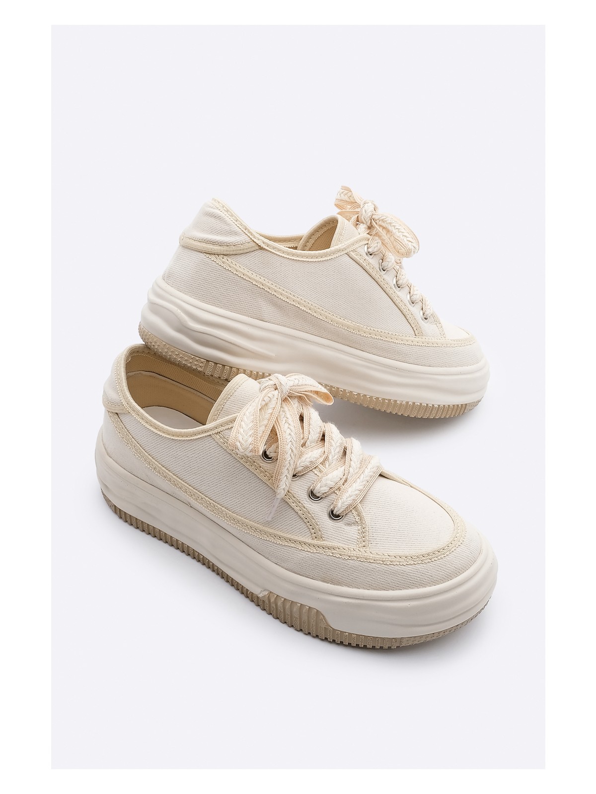 Marjin Kadın Sneaker Yüksek Taban Bağcıklı Spor Ayakkabı Kotnel - Görsel 5