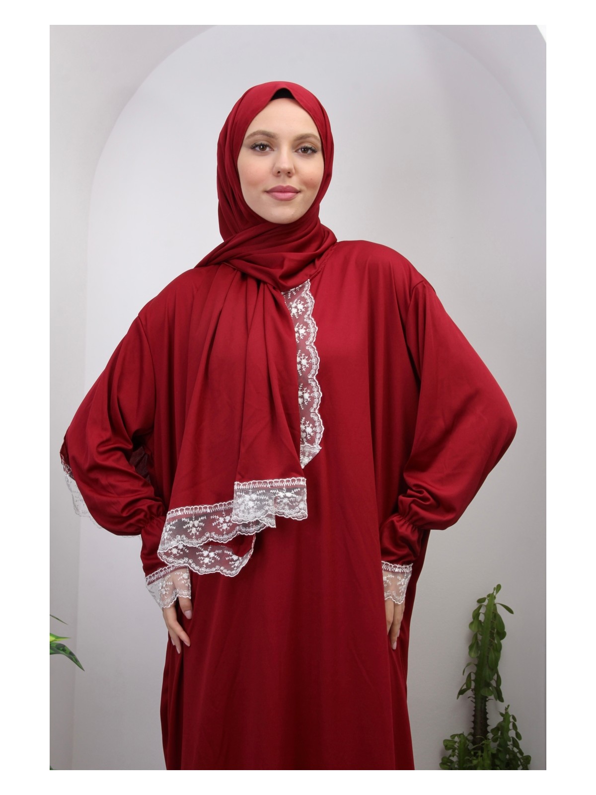 Defka Tek Parça Başörtülü Kadın Namaz Elbisesi - Görsel 7