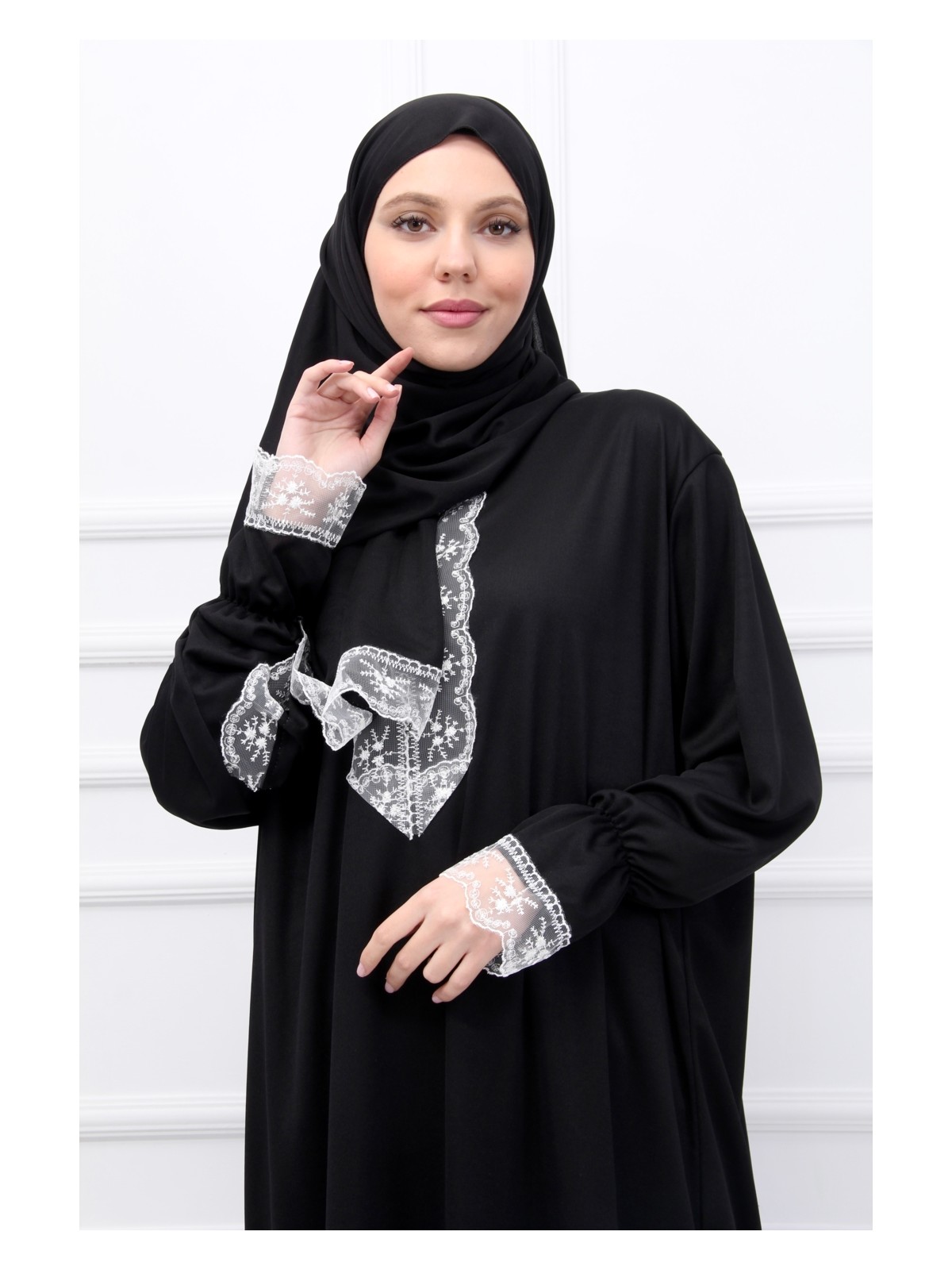 Defka Tek Parça Başörtülü Kadın Namaz Elbisesi - Görsel 4