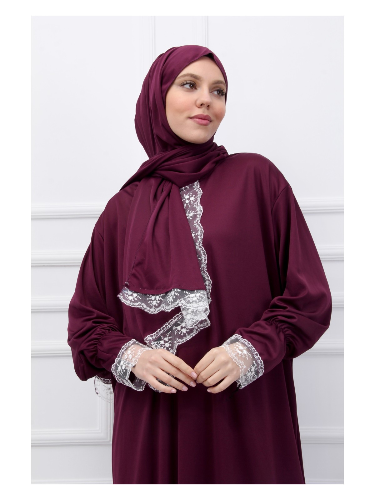 Defka Tek Parça Başörtülü Kadın Namaz Elbisesi