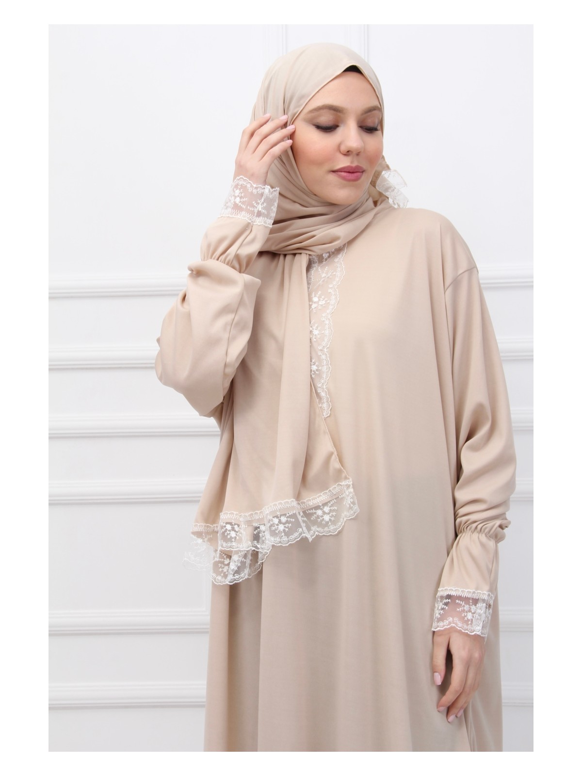 Defka Tek Parça Başörtülü Kadın Namaz Elbisesi - Görsel 6