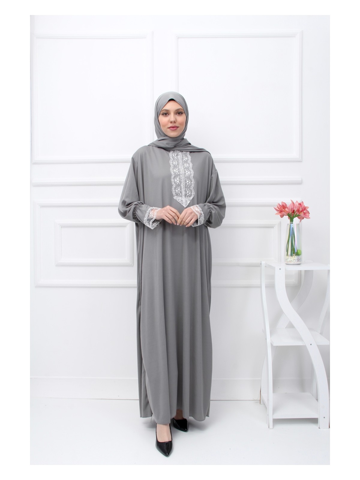 Defka Tek Parça Başörtülü Kadın Namaz Elbisesi - Görsel 9