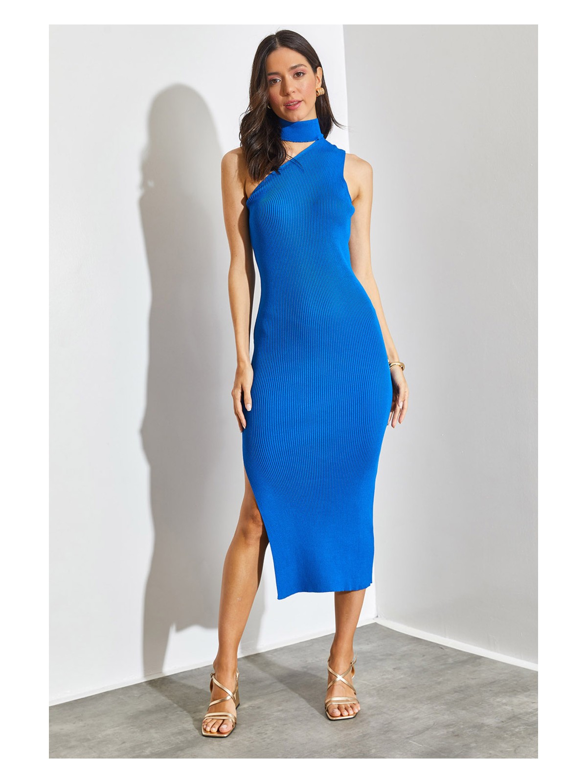 Shade Kadın Balıkçı Yaka Omuz Dekolteli Triko Elbise