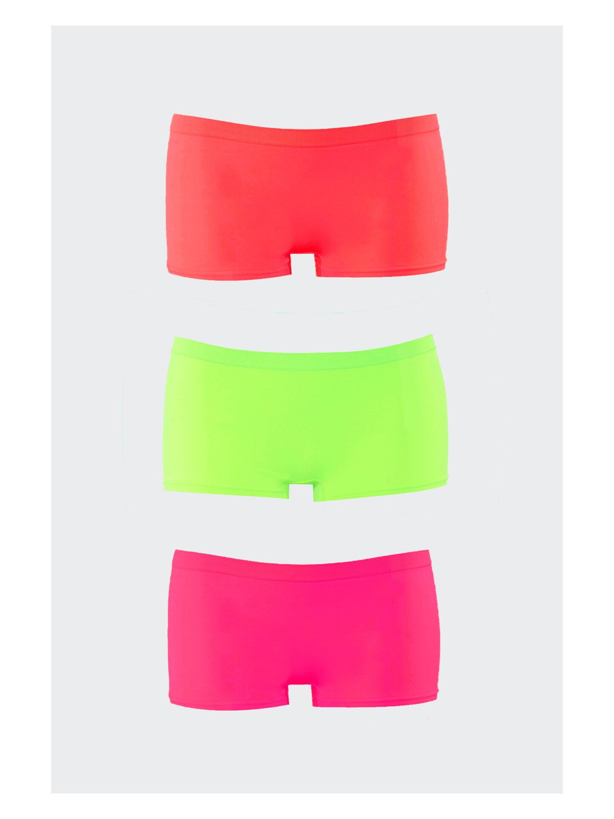 NBB Neon Pembe Sarı Oranj Dikişsiz 3'lü Ağlı Şort Külot - Görsel 3