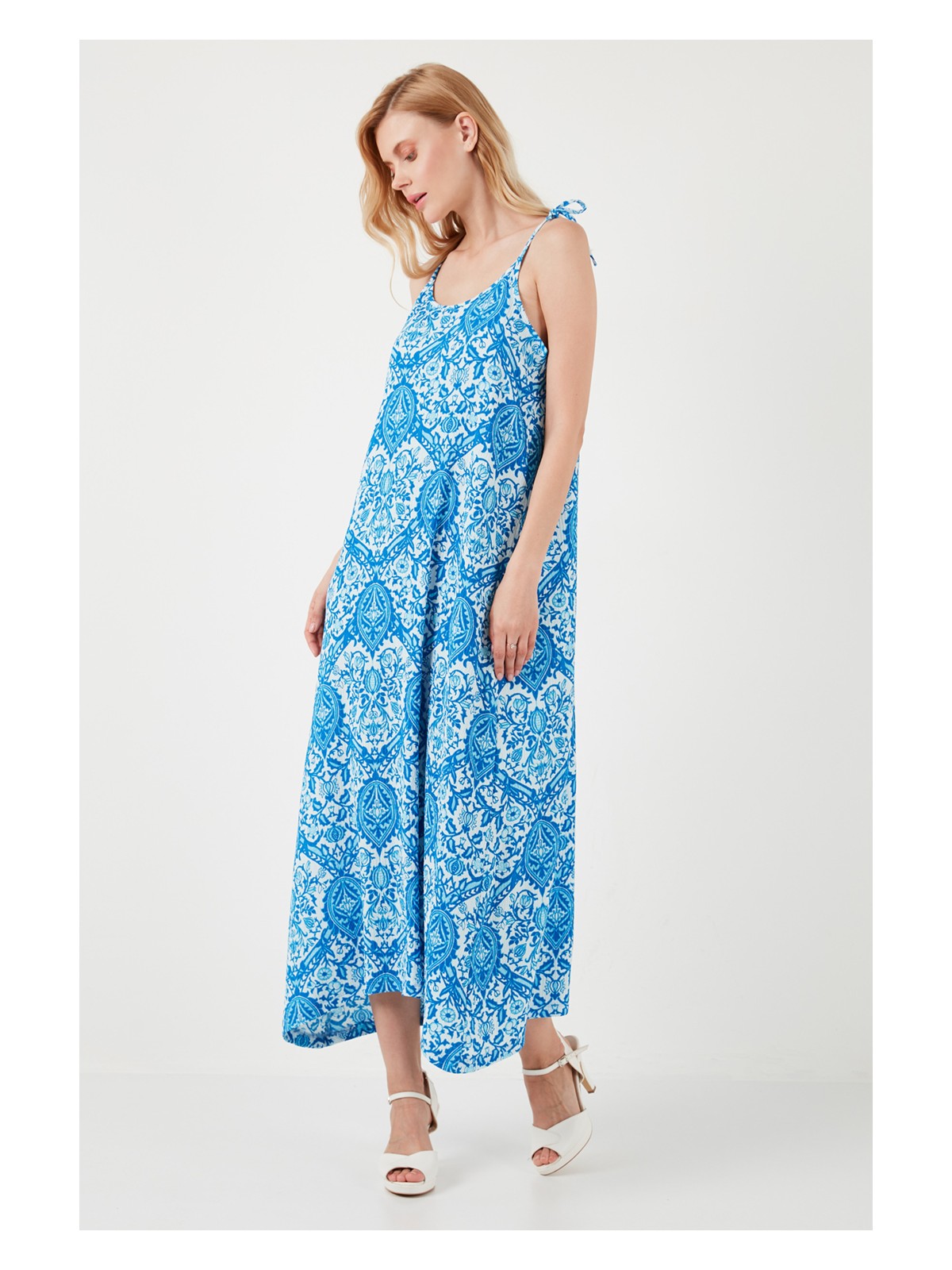 Lela Regular Fit Ip Askılı Uzun Elbise Kadın Elbise 5865732 - Görsel 3