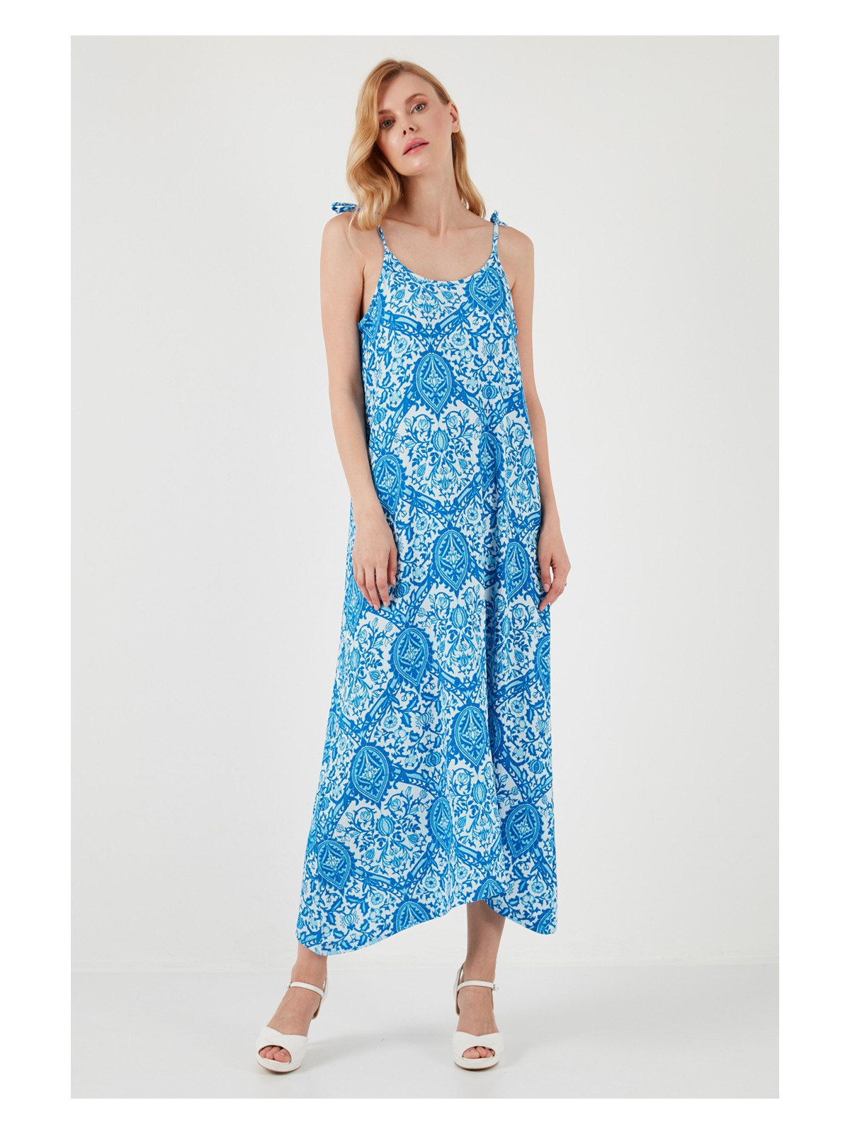 Lela Regular Fit Ip Askılı Uzun Elbise Kadın Elbise 5865732 - Görsel 4