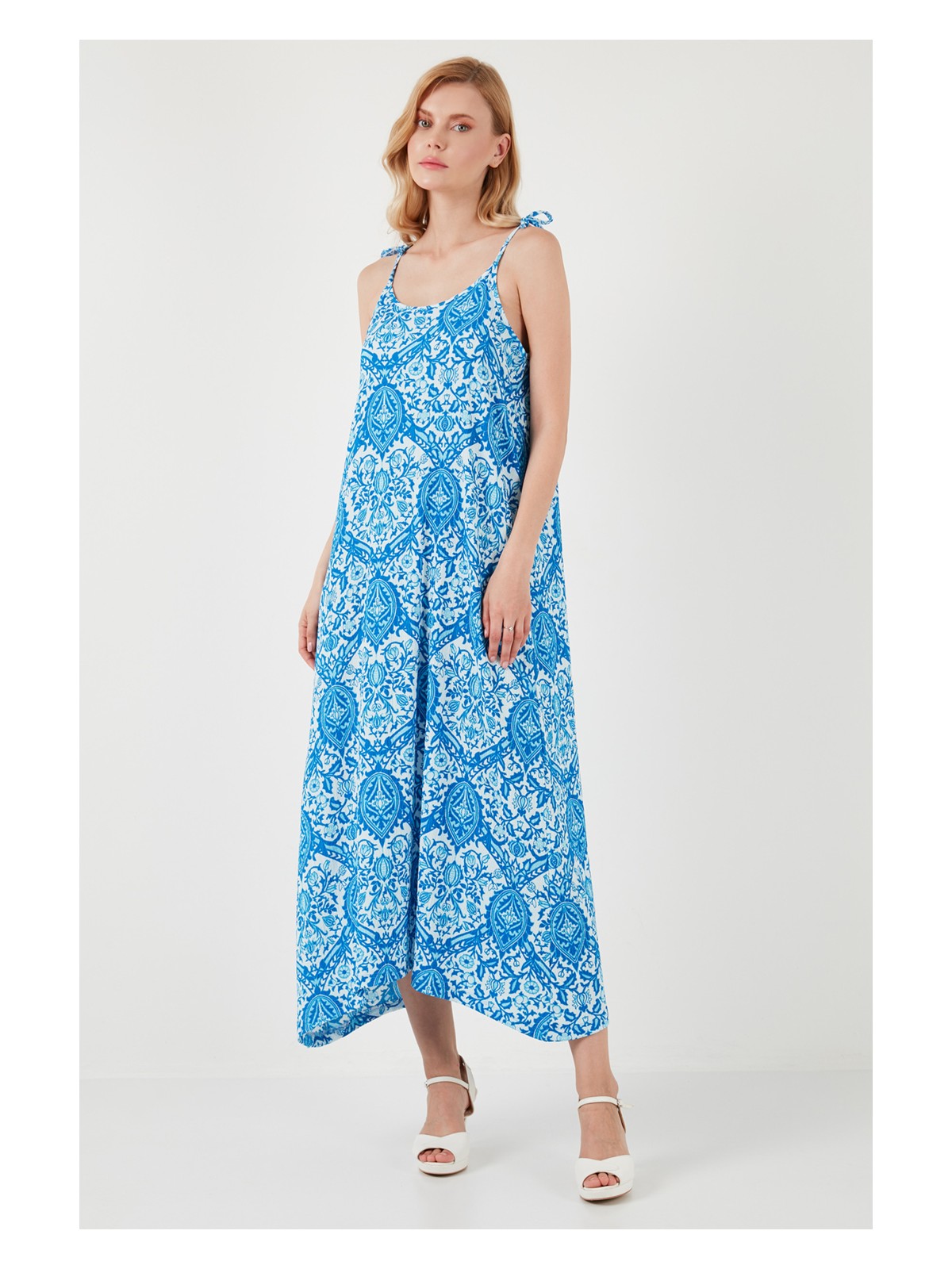 Lela Regular Fit Ip Askılı Uzun Elbise Kadın Elbise 5865732 - Görsel 5