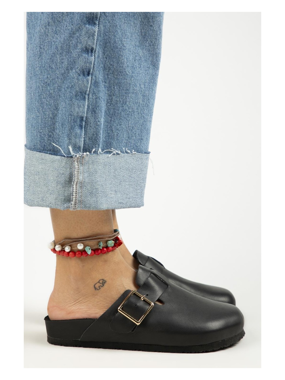 Manijero Zeta 2 Kadın Deri Deri Kemerli Tokalı Sabo Vizon Terlik - Görsel 7