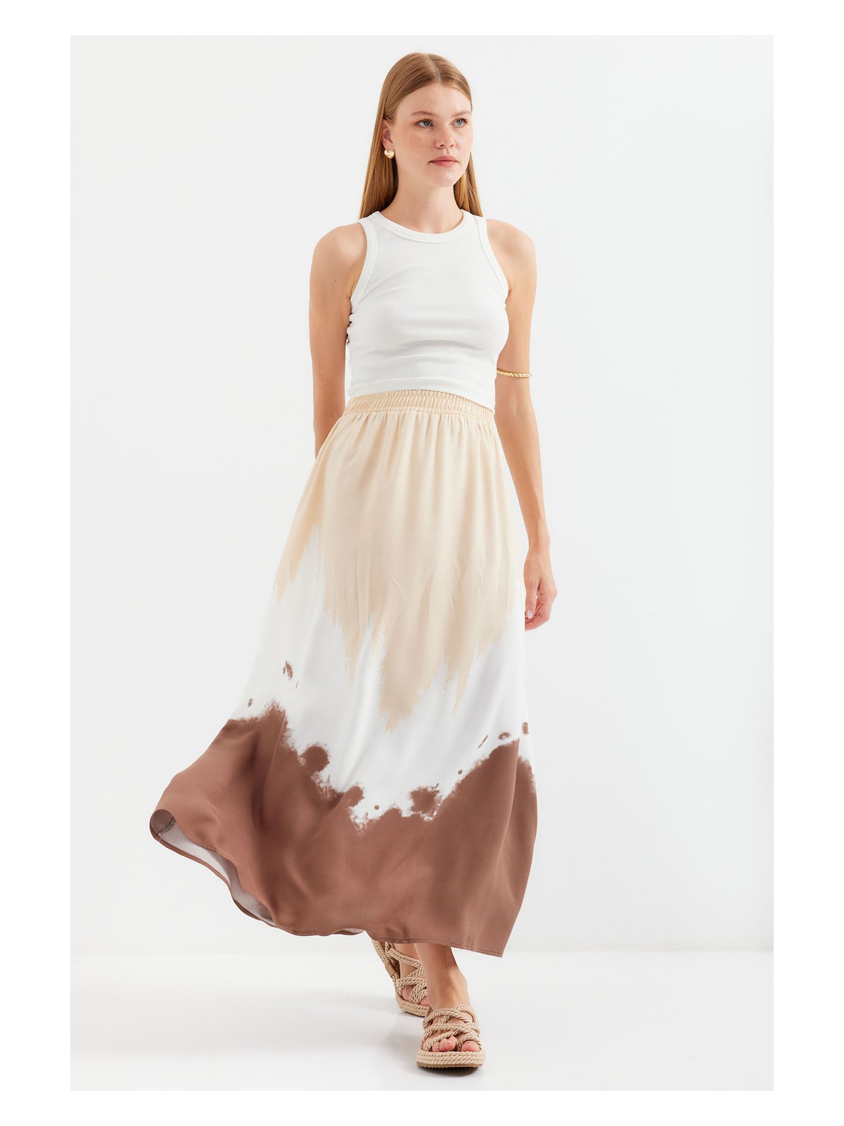 Bigdart 8025 Desenli Uzun Viskon Etek - Lacivert - Görsel 5