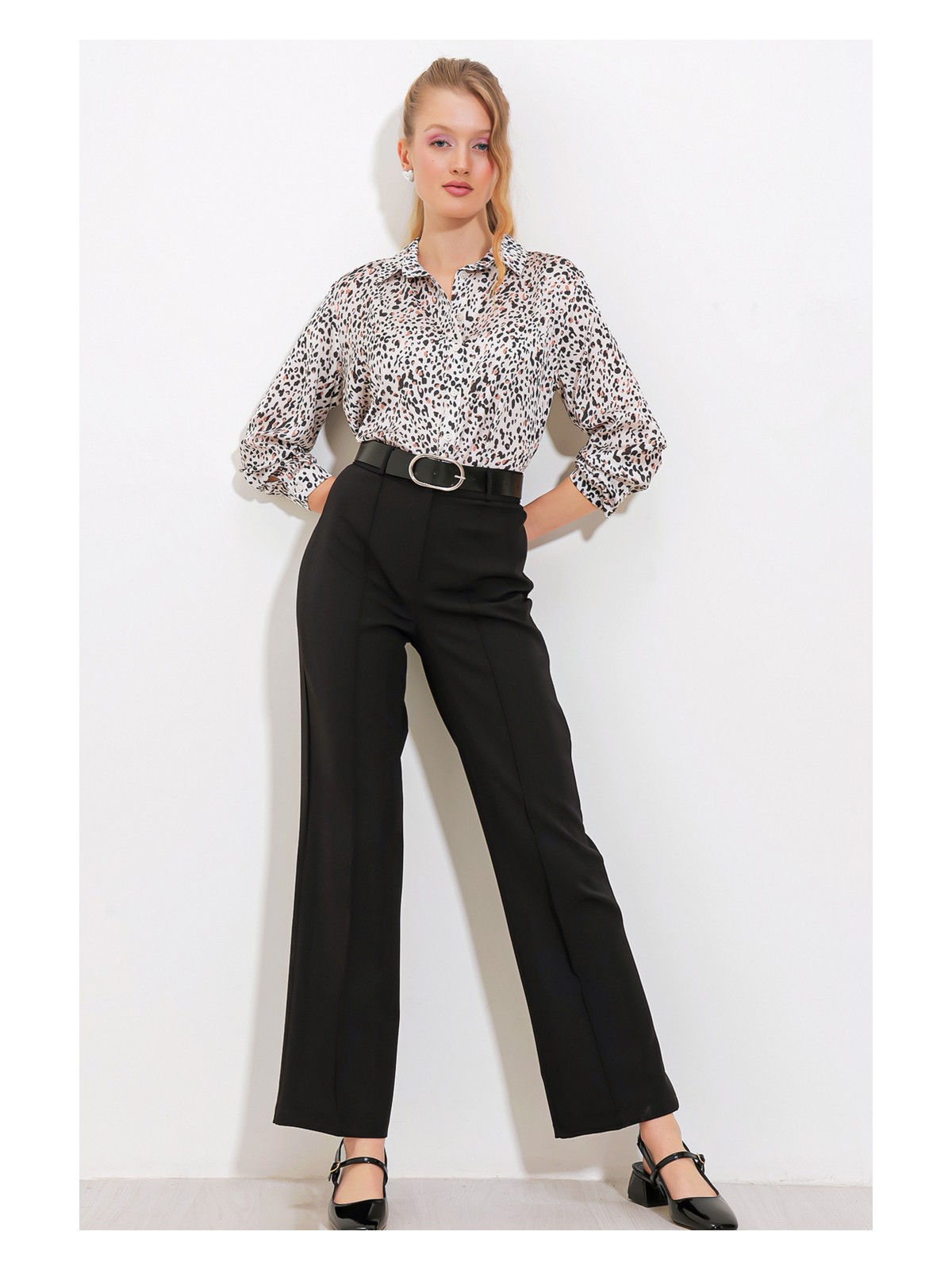 Bigdart Kadın Siyah Yüksek Bel Kumaş Pantolon 6584