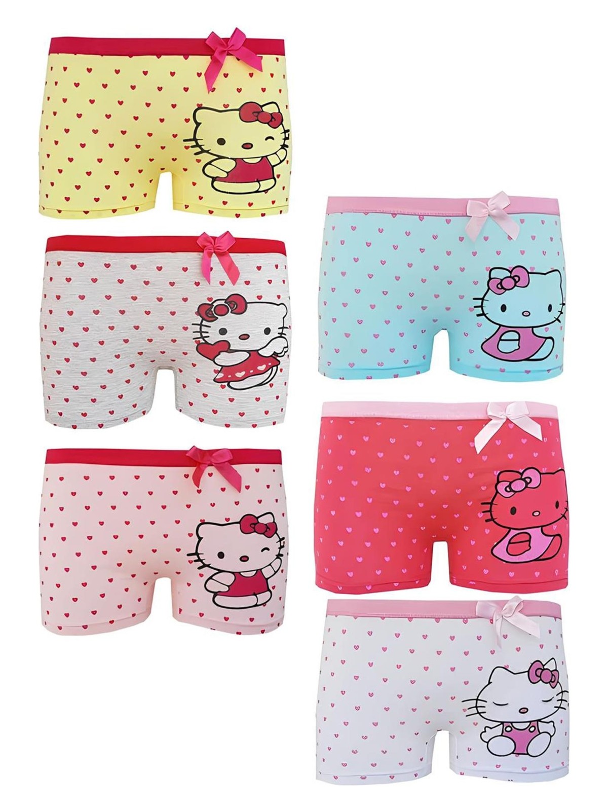 Dode Flora Neyl Kız Çocuk Karışık Kedicik Desenli Likralı Pamuklu 6 Lı Paçalı Boxer