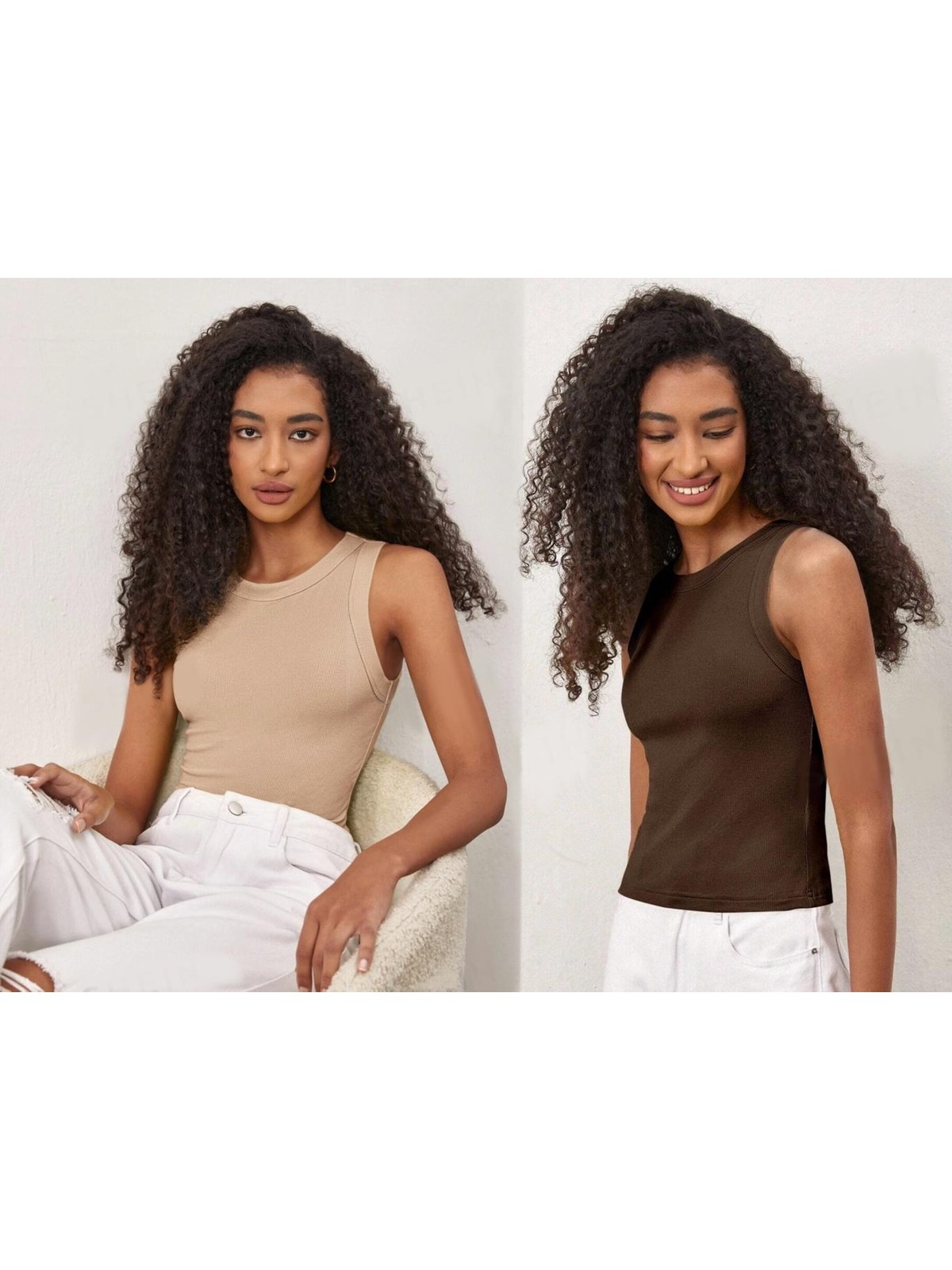 Actiwear Kadın 2'li Paket Fitilli Halter Yaka Örme Atlet T-Shirt