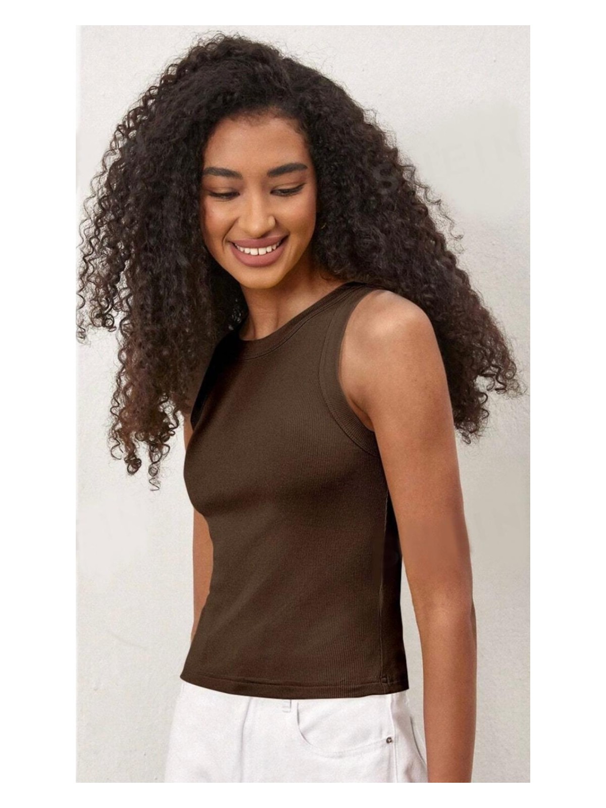 Actiwear Kadın 2'li Paket Fitilli Halter Yaka Örme Atlet T-Shirt - Görsel 2