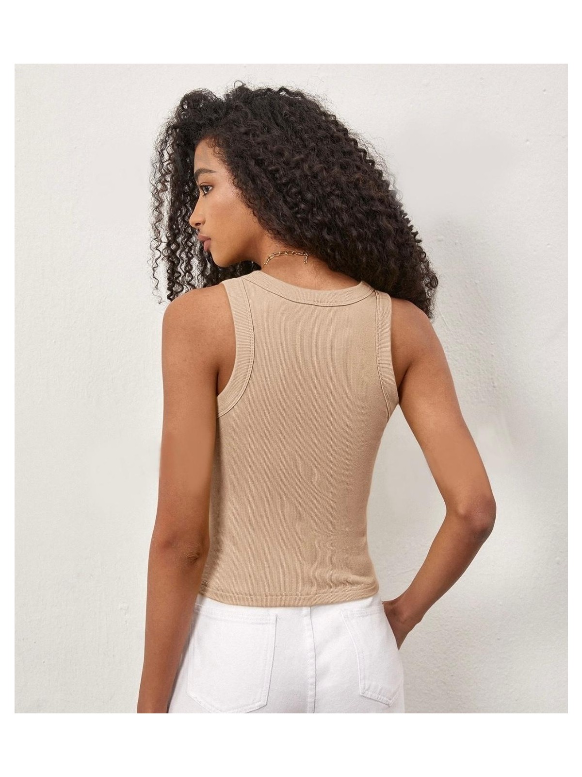 Actiwear Kadın 2'li Paket Fitilli Halter Yaka Örme Atlet T-Shirt - Görsel 3