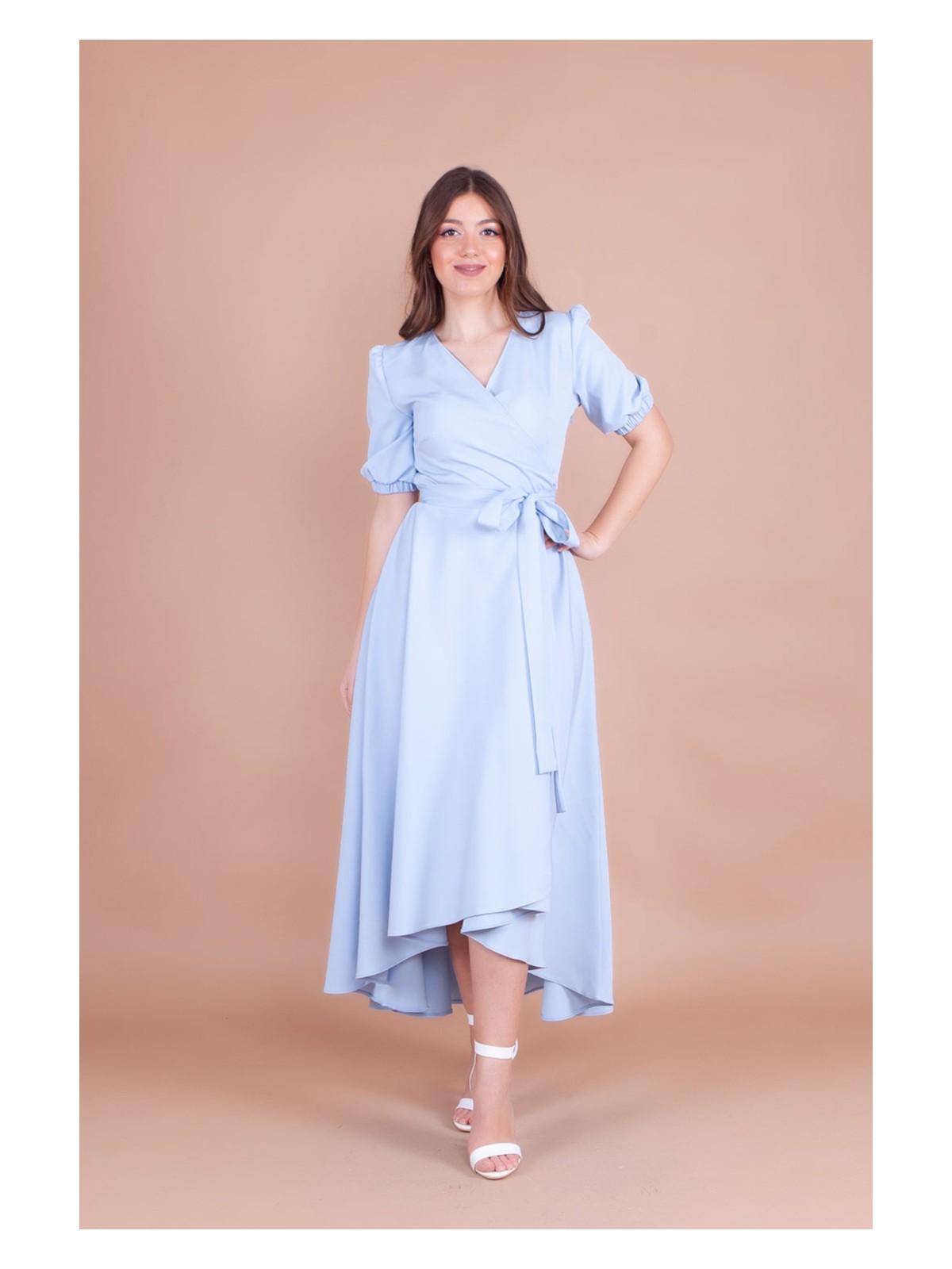 No48 Siyah Büyük Beden Asimetrik Kesim Elbise - Görsel 4