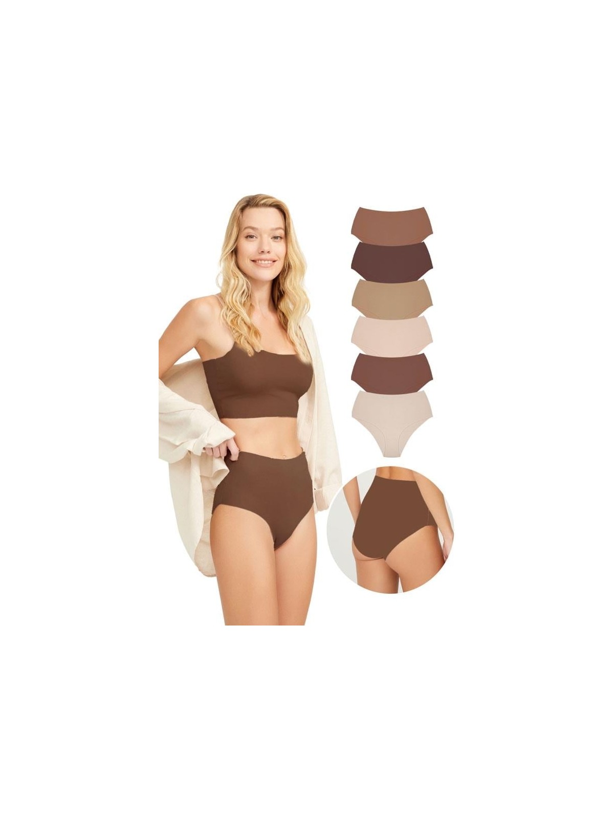 Cottonhill Yüksek Bel Basic Lazer Kesim Bikini Külot 3'lü Paket - 6 - Görsel 8