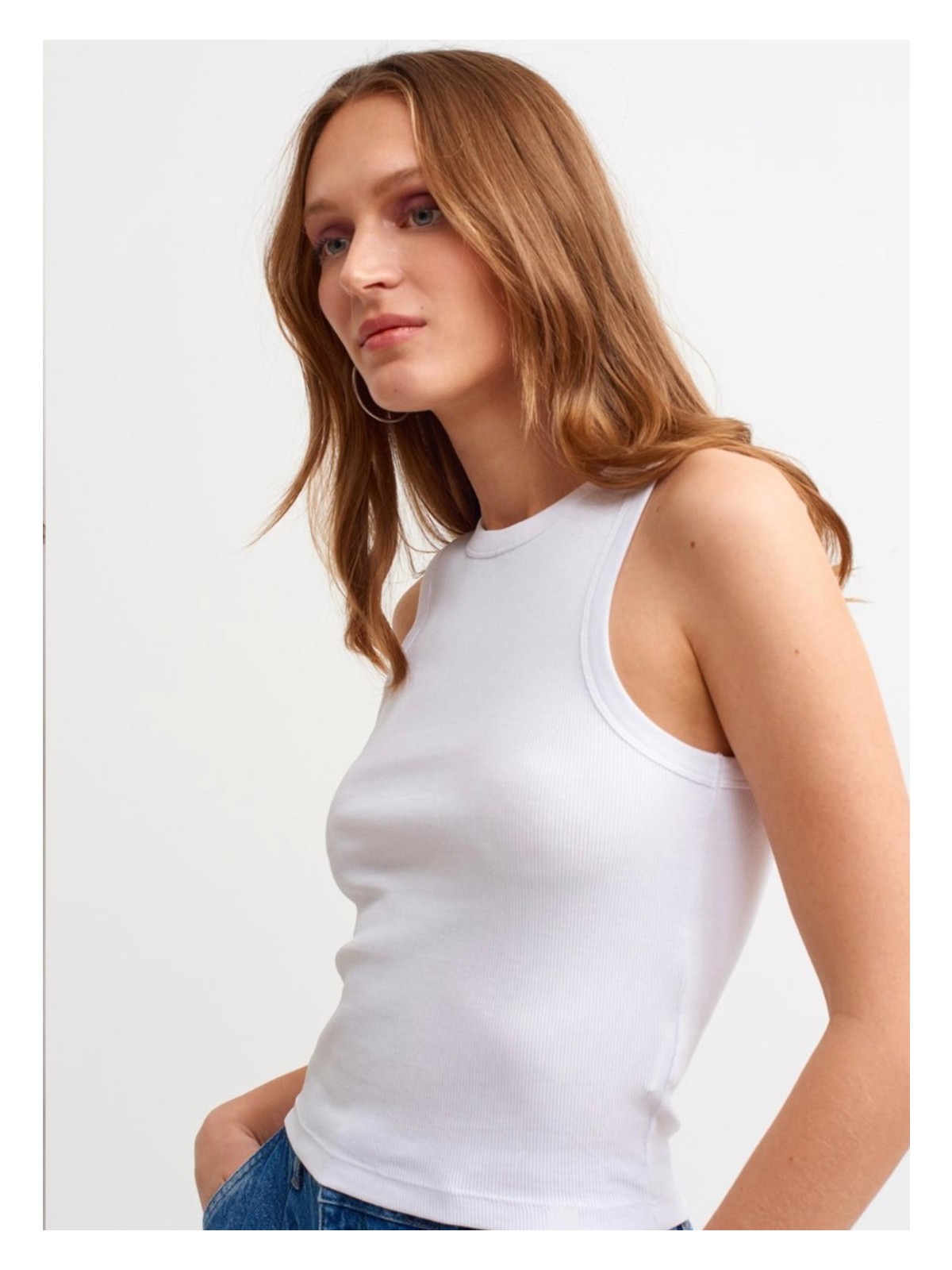 Actiwear Kadın 2'Li Paket Fitilli Halter Yaka Örme Atlet T-Shirt - Görsel 2