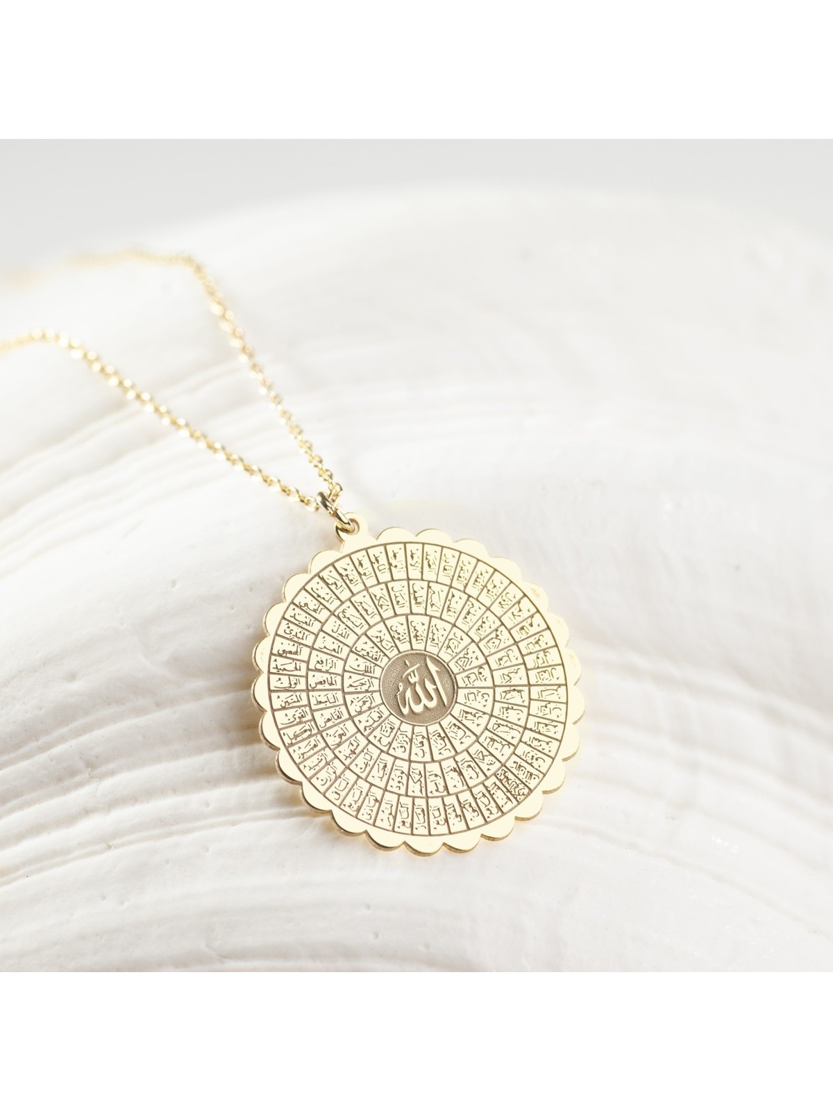 One Silver Gold 925 Ayar Gümüş Esma-I Hüsna Plaka Kolye Özel Tasarım