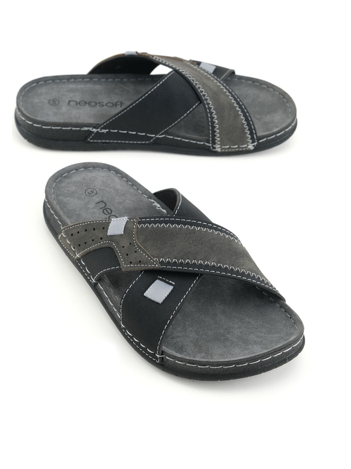 Gezer Yazlık Erkek Suni Deri Neosoft Taban Terlik Siyah Renkli Rahat Kullanım İçin Tasarlandı