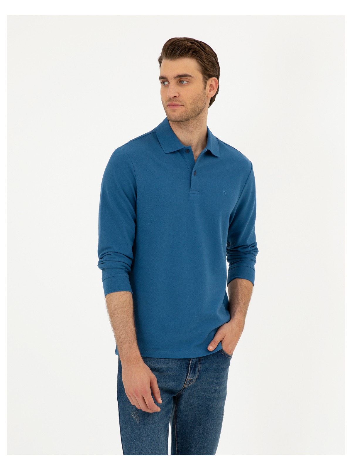 Pierre Cardin Erkek Indigo Slim Fit Basic Sweatshirt 50294438-VR028 - Görsel 6