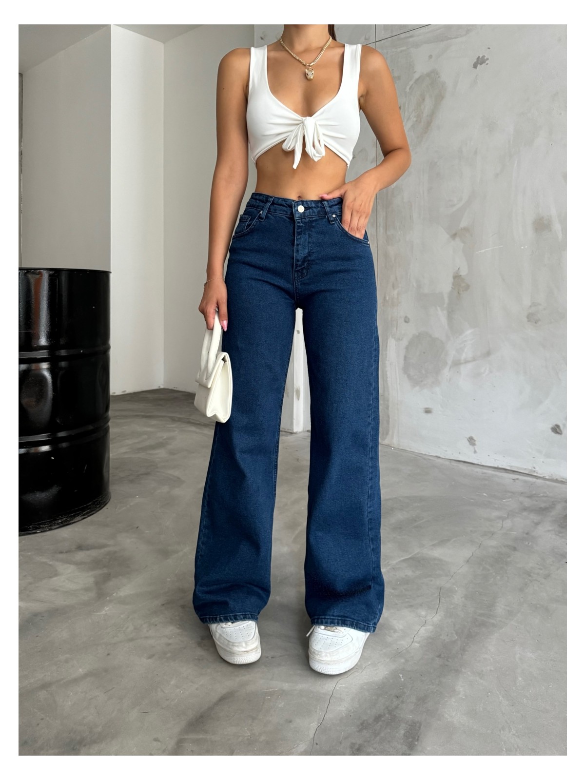 Bikelife Kadın Füme Kar Yıkamalı Yüksek Bel Palazzo Jean - Görsel 4