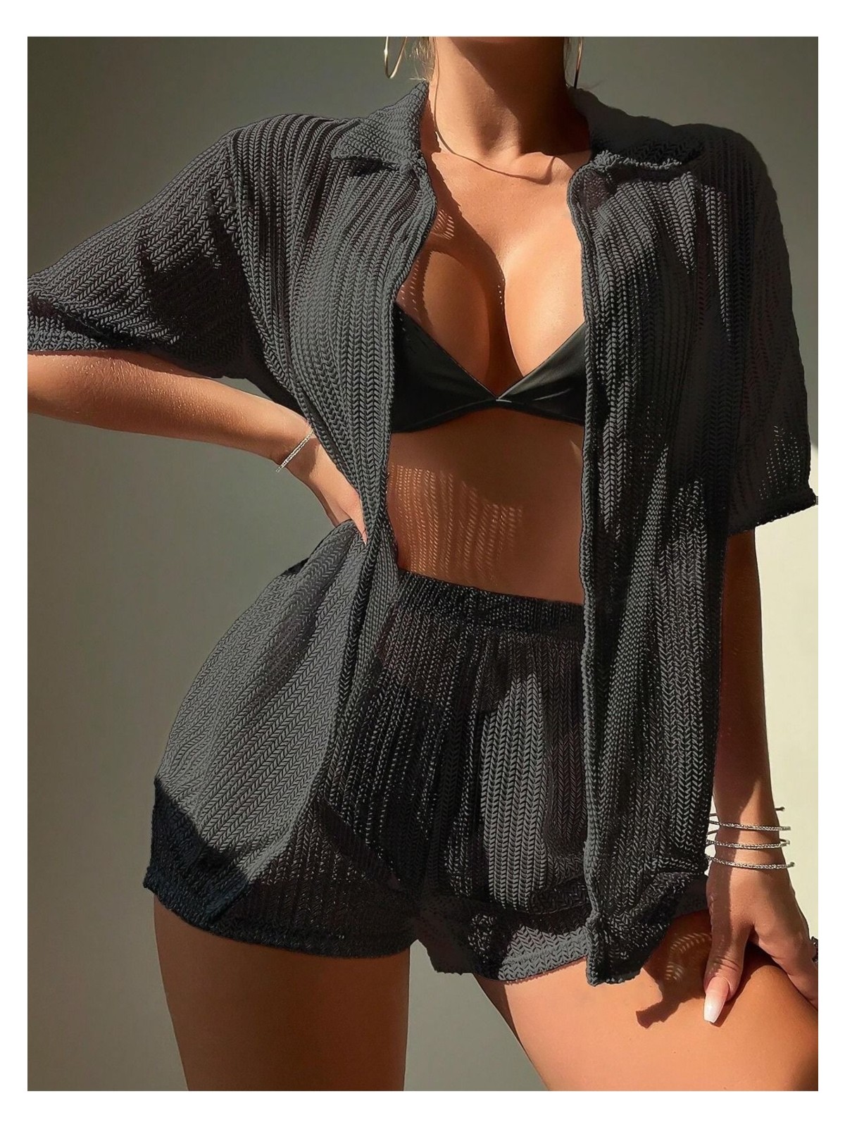 Bella Notte 2 Parça Özel Kumaş Gömlek ve Şort Pareo