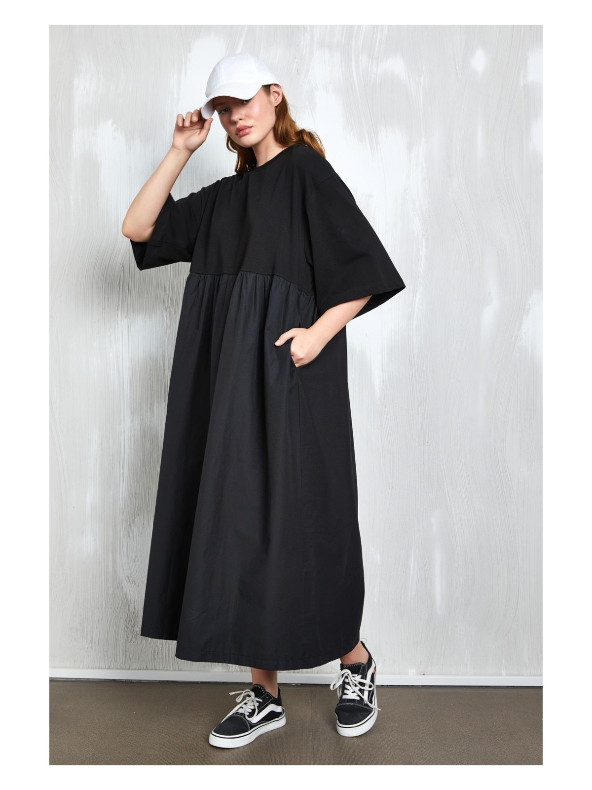 Minaaise Fayette Oversize Elbise Siyah